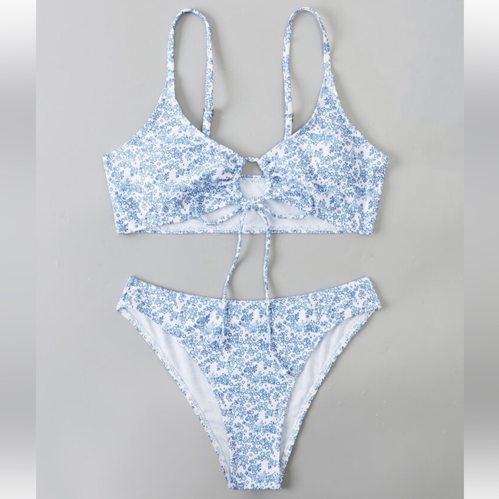 Floral Blue Bikini Set